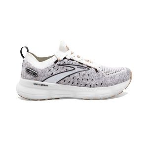 Brooks Glycerin StealthFit 20 Women's Road Running Shoes White / Black / Grey | NZ-705612