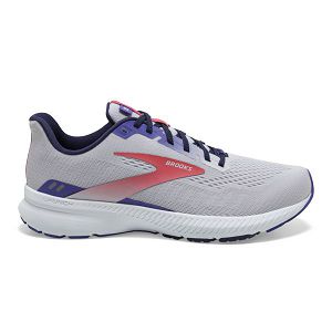 Brooks Launch 8 Women's Road Running Shoes Grey / Purple / Coral | NZ-912785