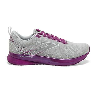 Brooks Levitate 5 Women's Road Running Shoes Grey / Purple | NZ-714296