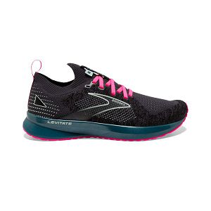 Brooks Levitate StealthFit 5 Women's Road Running Shoes Black / Blue / Pink | NZ-587621