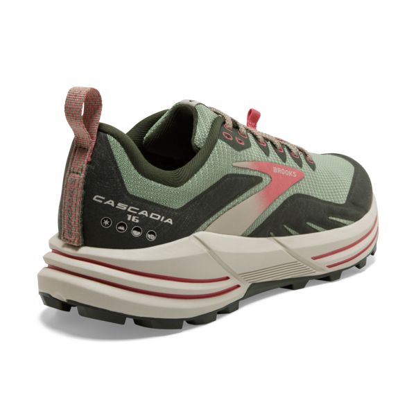 Brooks Cascadia 16 Women's Trail Running Shoes Green / Red / Brown | NZ-527906