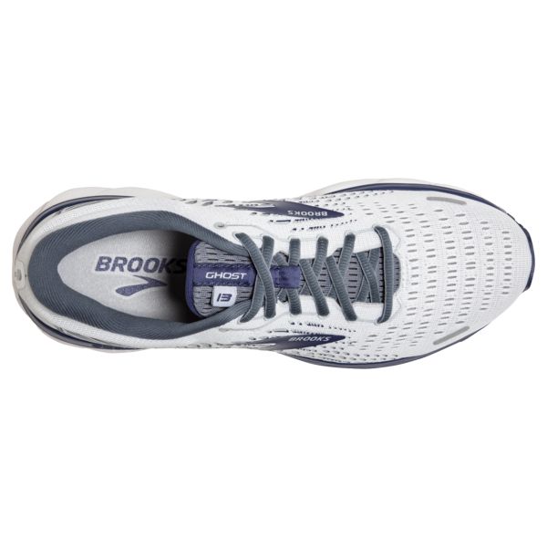 Brooks Ghost 13 Men's Road Running Shoes White / Grey / Navy | NZ-487935