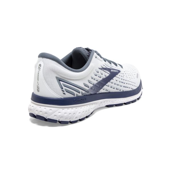 Brooks Ghost 13 Men's Road Running Shoes White / Grey / Navy | NZ-487935