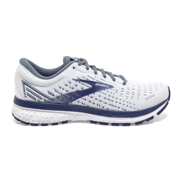 Brooks Ghost 13 Men\'s Road Running Shoes White / Grey / Navy | NZ-487935