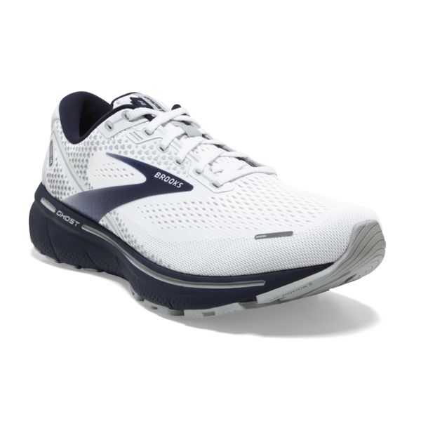 Brooks Ghost 14 Men's Road Running Shoes White / Grey / Navy | NZ-302748