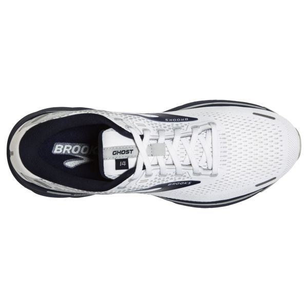 Brooks Ghost 14 Men's Road Running Shoes White / Grey / Navy | NZ-302748