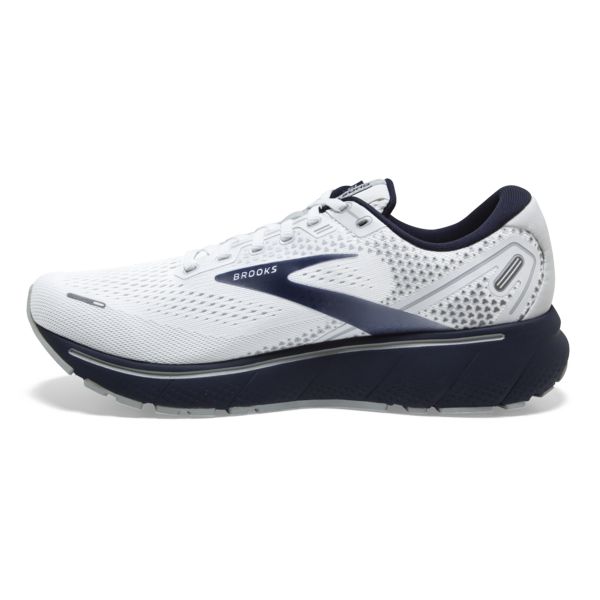 Brooks Ghost 14 Men's Road Running Shoes White / Grey / Navy | NZ-302748