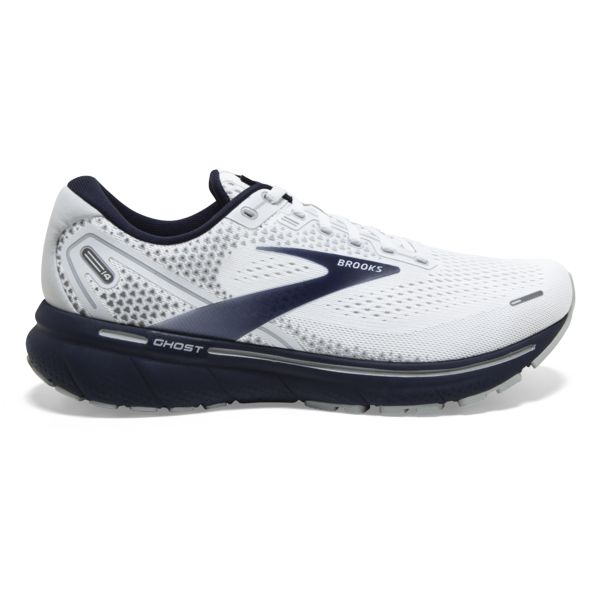 Brooks Ghost 14 Men\'s Road Running Shoes White / Grey / Navy | NZ-302748