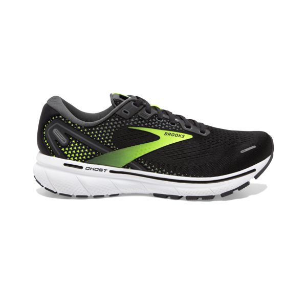 Brooks Ghost 14 Men\'s Road Running Shoes Black / Yellow / White | NZ-329806