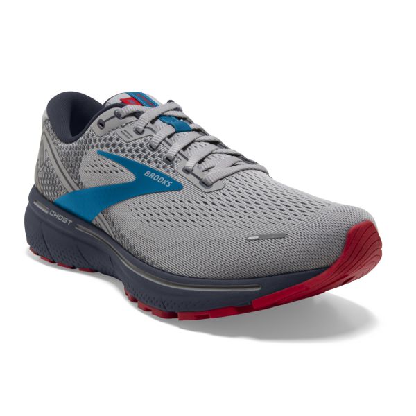 Brooks Ghost 14 Men's Road Running Shoes Grey / Blue / Red | NZ-561073