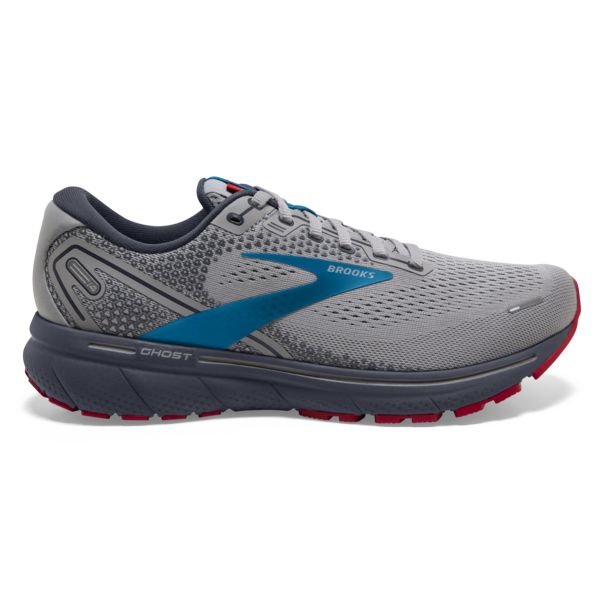 Brooks Ghost 14 Men\'s Road Running Shoes Grey / Blue / Red | NZ-561073