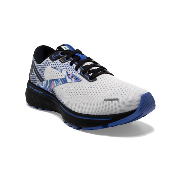 Brooks Ghost 14 Men's Road Running Shoes White / Black / Blue | NZ-820436