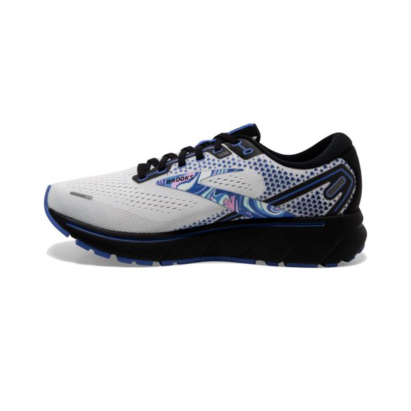 Brooks Ghost 14 Men's Road Running Shoes White / Black / Blue | NZ-820436