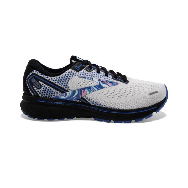 Brooks Ghost 14 Men\'s Road Running Shoes White / Black / Blue | NZ-820436