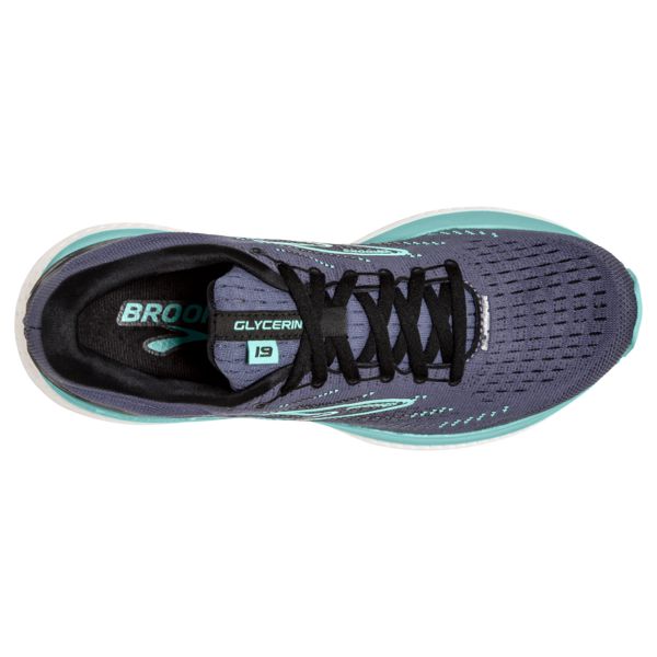 Brooks Glycerin 19 Women's Road Running Shoes Black / Blue / Green | NZ-416023