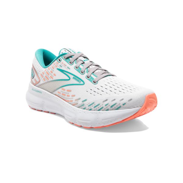 Brooks Glycerin 20 Women's Road Running Shoes White / Green / Coral | NZ-927084