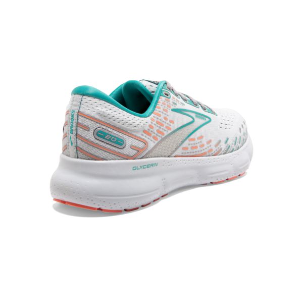 Brooks Glycerin 20 Women's Road Running Shoes White / Green / Coral | NZ-927084