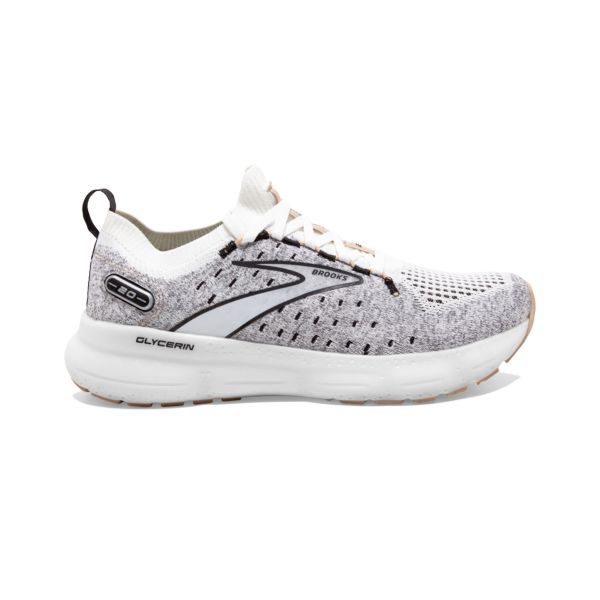 Brooks Glycerin StealthFit 20 Women\'s Road Running Shoes White / Black / Grey | NZ-705612