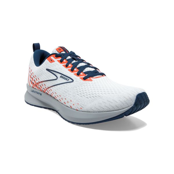 Brooks Levitate 5 Men's Road Running Shoes White / Blue / Orange | NZ-547369