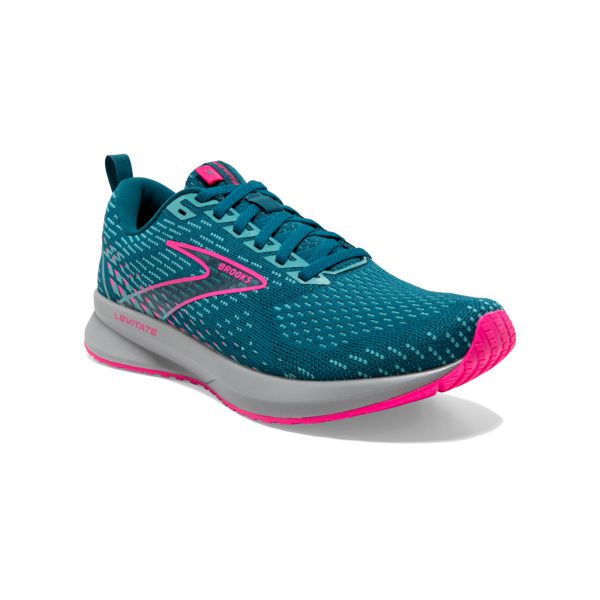 Brooks Levitate 5 Women's Road Running Shoes Blue / Pink / Grey | NZ-532089