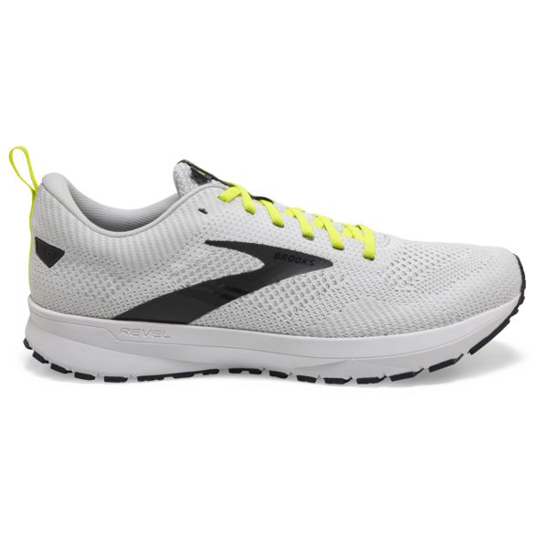 Brooks Revel 5 Men\'s Road Running Shoes White / Yellow / Black | NZ-215036