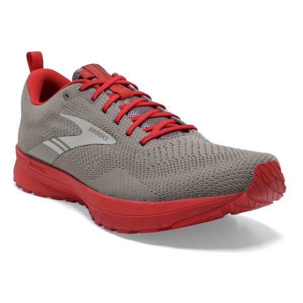 Brooks Revel 5 Men's Road Running Shoes Grey / Silver / Red | NZ-251034