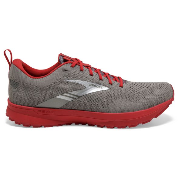 Brooks Revel 5 Men\'s Road Running Shoes Grey / Silver / Red | NZ-251034