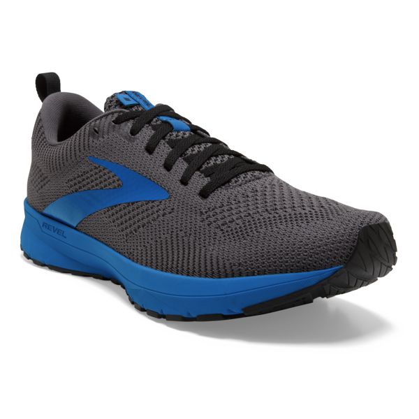 Brooks Revel 5 Men's Road Running Shoes Black / Grey / Blue | NZ-532698