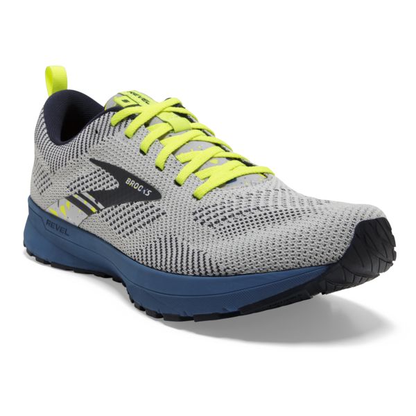 Brooks Revel 5 Men's Road Running Shoes Grey / Yellow / Blue | NZ-739824