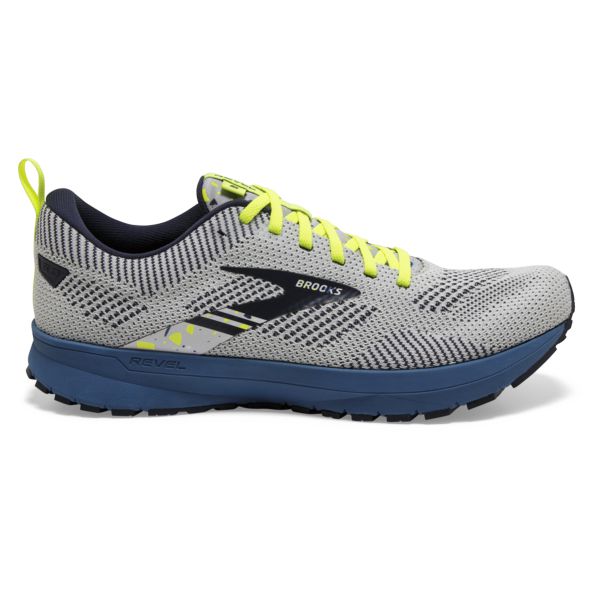 Brooks Revel 5 Men\'s Road Running Shoes Grey / Yellow / Blue | NZ-739824