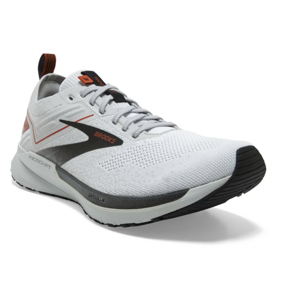 Brooks Ricochet 3 Men's Road Running Shoes White / Grey / Orange | NZ-247136