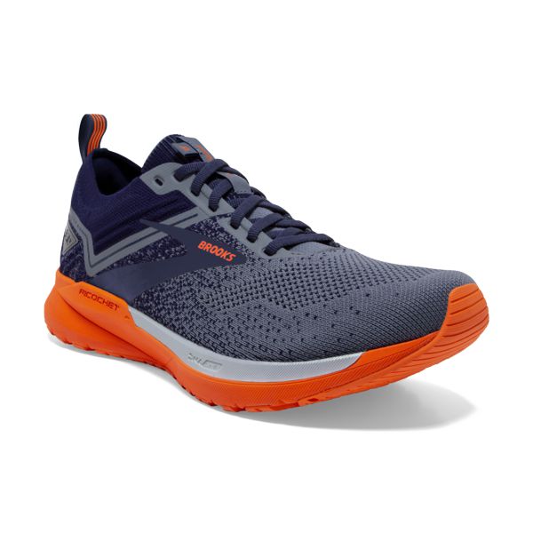 Brooks Ricochet 3 Men's Road Running Shoes Navy / Grey / Orange | NZ-469201