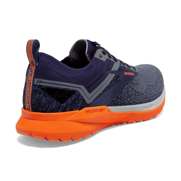 Brooks Ricochet 3 Men's Road Running Shoes Navy / Grey / Orange | NZ-469201