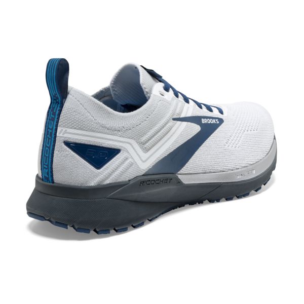 Brooks Ricochet 3 Men's Road Running Shoes White / Grey / Blue | NZ-609347