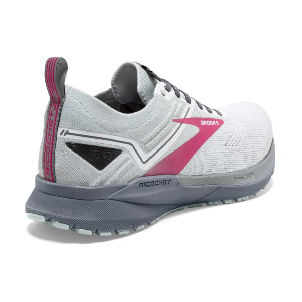 Brooks Ricochet 3 Women's Road Running Shoes White / Grey / Pink | NZ-564820