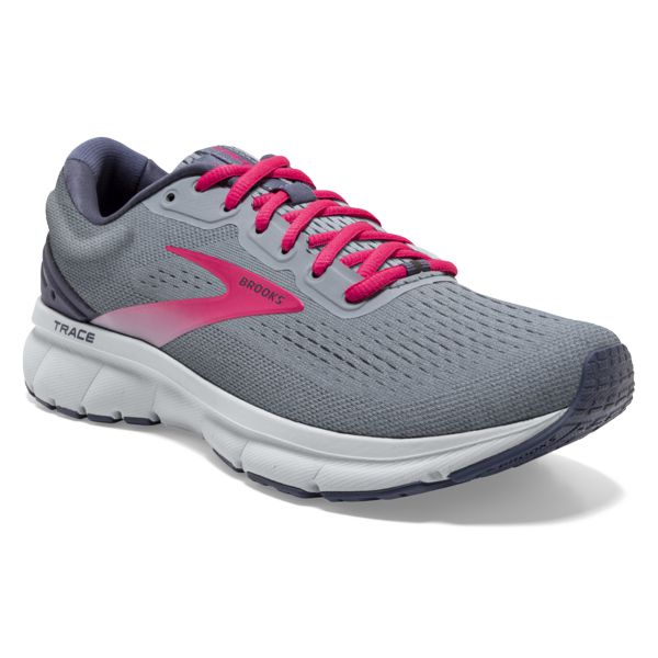 Brooks Trace Women's Road Running Shoes Grey / Pink / White | NZ-721856